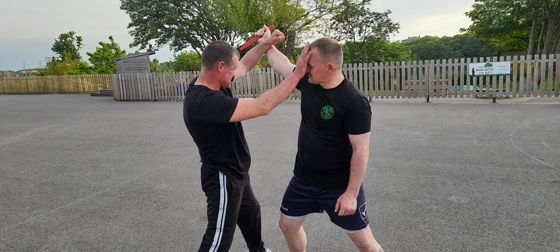 Partner practice outdoors