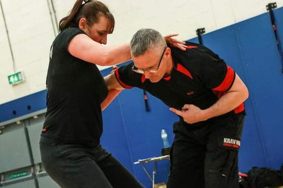 Close-range practice in a training hall